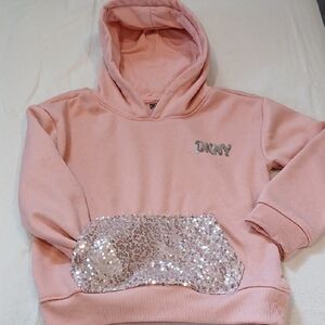 Dkny Girls Light Pink Hoodie with Sequin Pocket